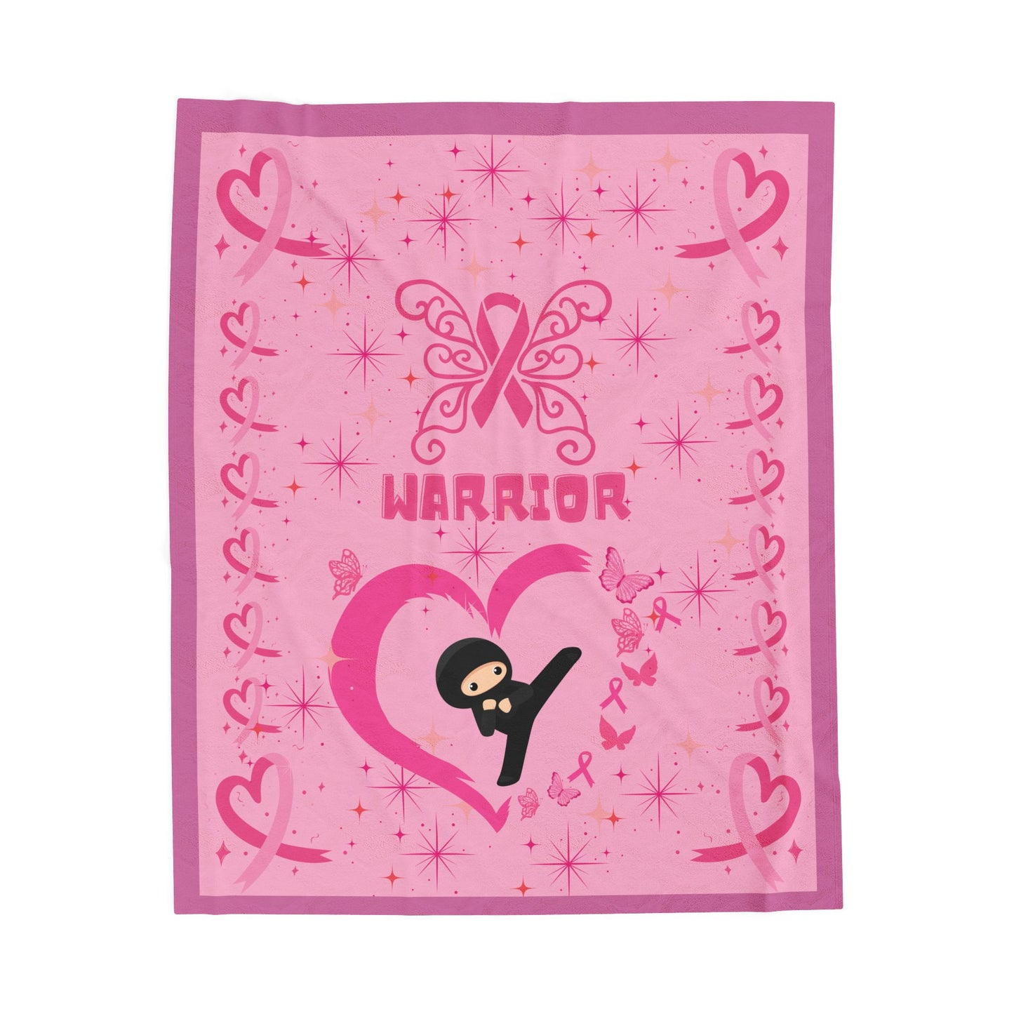 Breast Cancer Warrior Velveteen Lap Blanket 50" x 60"