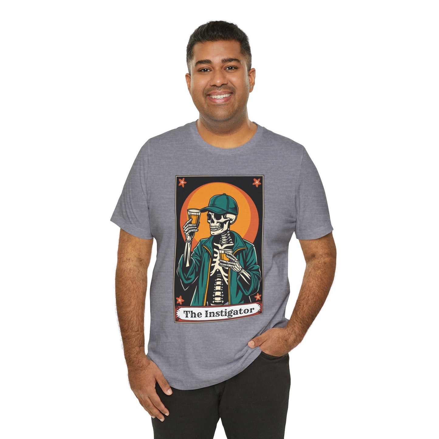 The Instigator Taro Card Unisex Tee - Vintage Bar Vibe, Perfect for Parties & Gatherings