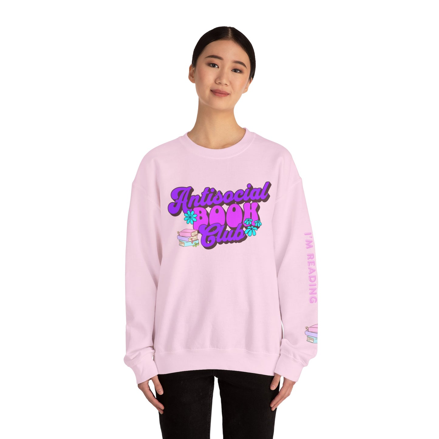Antisocial Book Club Crewneck Sweatshirt - Leave Me Alone I'm Reading - Cozy & Fun for Book Lovers