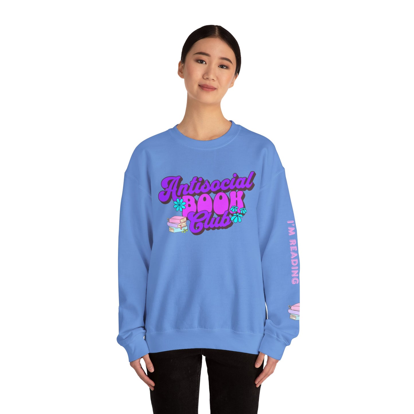 Antisocial Book Club Crewneck Sweatshirt - Leave Me Alone I'm Reading - Cozy & Fun for Book Lovers