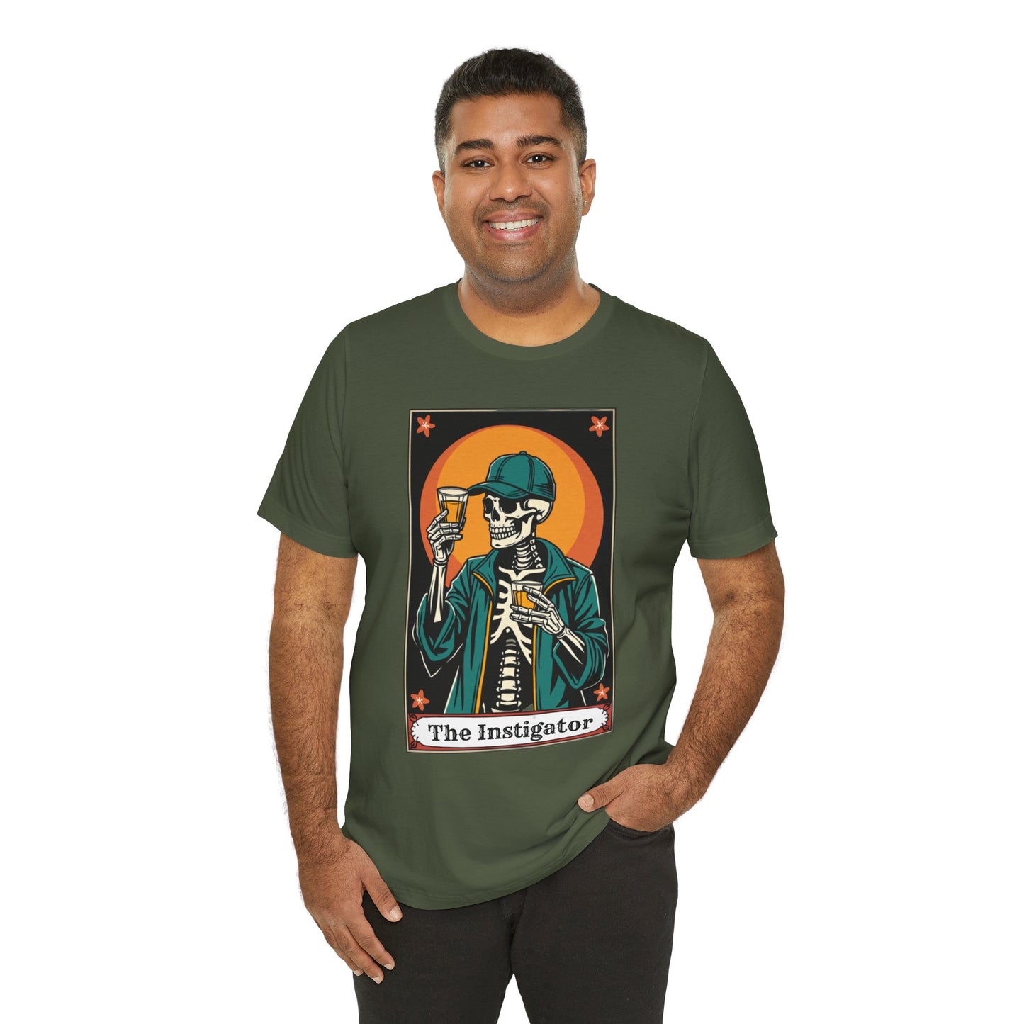 The Instigator Taro Card Unisex Tee - Vintage Bar Vibe, Perfect for Parties & Gatherings