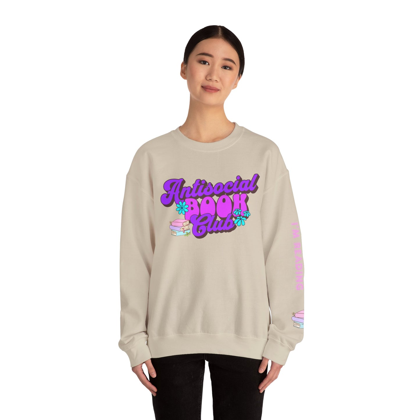 Antisocial Book Club Crewneck Sweatshirt - Leave Me Alone I'm Reading - Cozy & Fun for Book Lovers