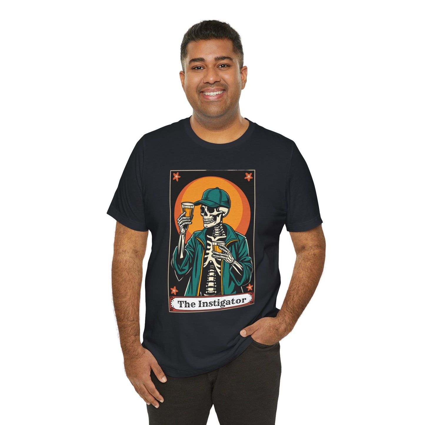 The Instigator Taro Card Unisex Tee - Vintage Bar Vibe, Perfect for Parties & Gatherings