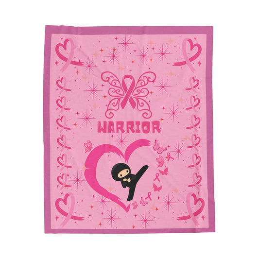 Breast Cancer Warrior Velveteen Lap Blanket 50" x 60"